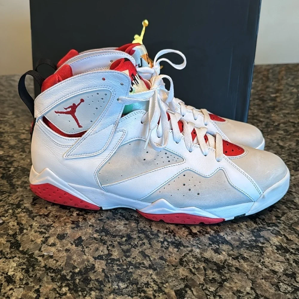 Air Jordan 7 Retro White and Red Sneakers EUC 10.5